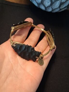 Handcrafted Black and Gold Wire Wrapped Bracelet